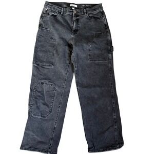 Warp+Weft Utility Aspen Straight Jeans Womens 14 Black ASE High Rise Denim